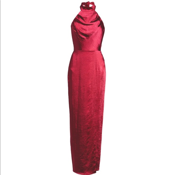 Chi Chi London Dresses & Skirts - Chi chi London Chrysta halter neck hammered satin gown